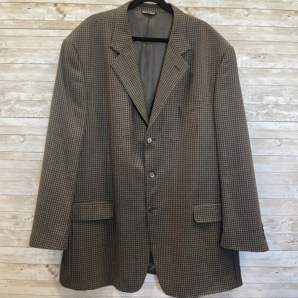 Vito Rufolo Mens NO SIZE 57 Sports Coat Jacket Blazer Brown Houndstooth 3 Button